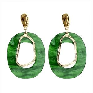 Gold & Green Dangle Earrings.
